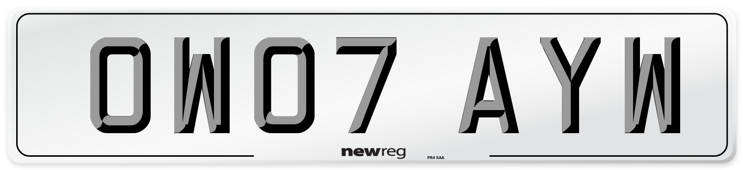 OW07 AYW Number Plate from New Reg